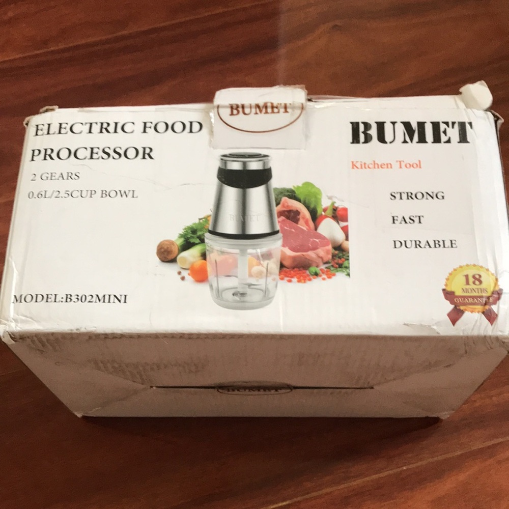 BUMET Electric Food Processor - Stainless & Clear